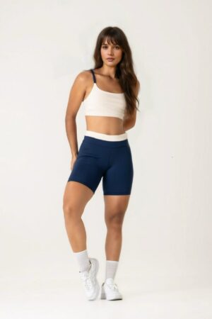 Conjunto Top Luna Duo + Biker Short Duo Marinho/Off
