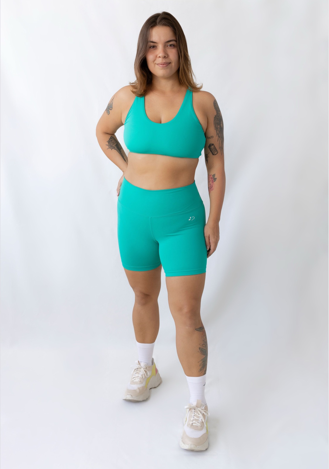 Conjunto Top Aura + Biker Short Move Aqua